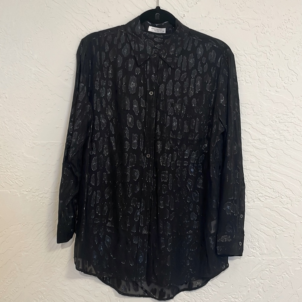 Equipment femme black blouse with stubble animal print size S